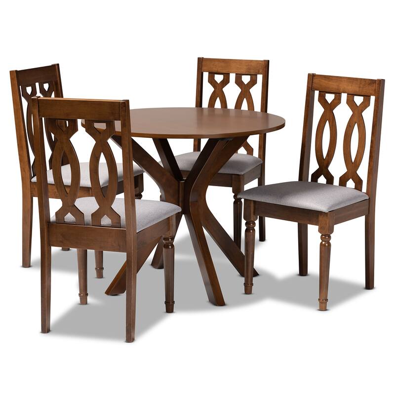 Callie Modern and Contemporary 5-Piece Dining Set - grey, walnut
