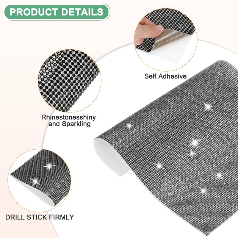 1 Roll Crystal Rhinestone Ribbon, for DIY - Black - 9.45 Inch x 7.87 Inch