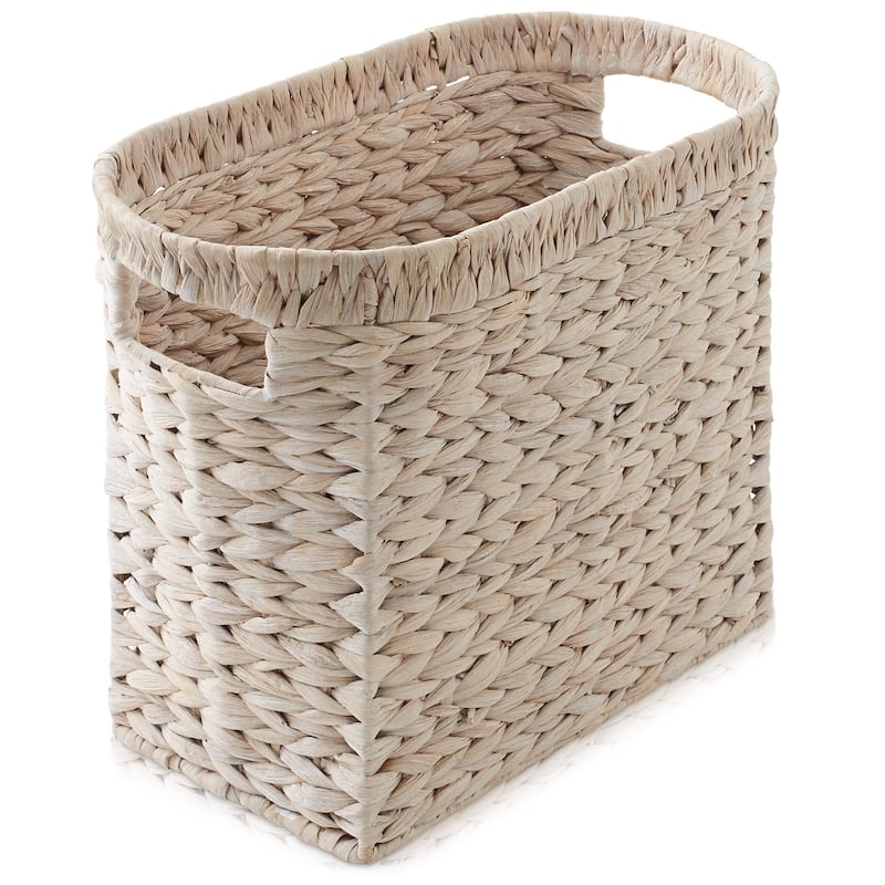 Magazine Holder Storage Basket Bin with Handles Seagrass Hyacinth
