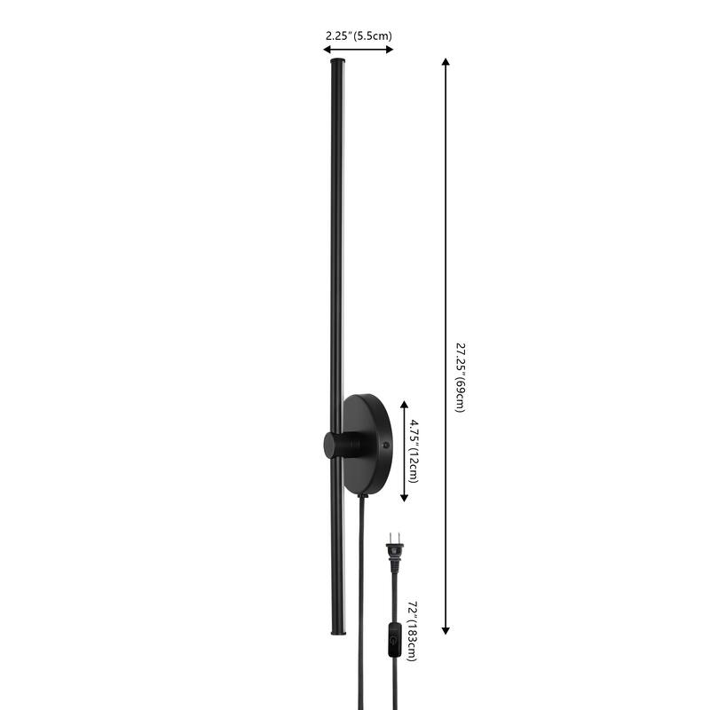 Marion 27.25" 1-Light Modern Minimalist Iron Adjustable Bar Integrated LED Plug-In Sconce, by JONATHAN Y