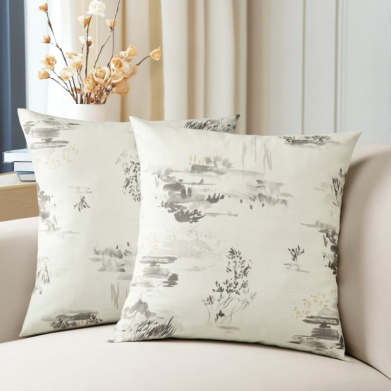 Exclusive Fabrics Printed Cotton Throw Pillow Covers 18 X 18 - Textured Decorative Pillow Covers (Set of 2)