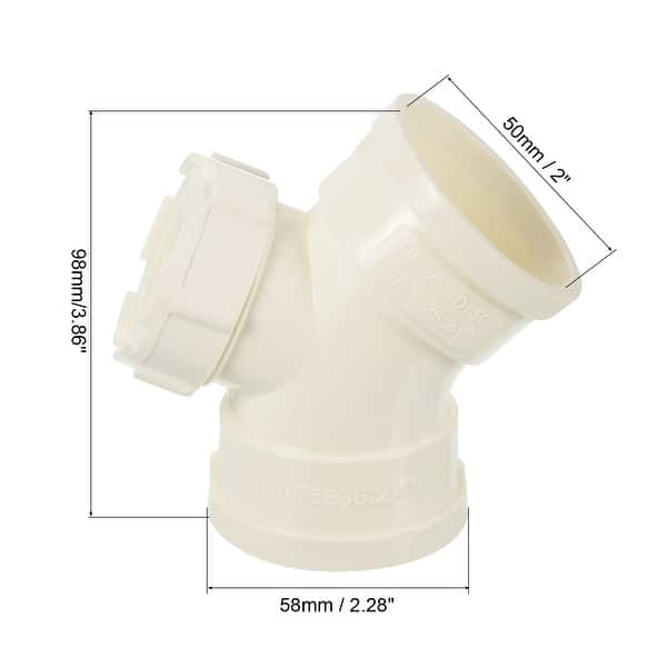 45 Degree Elbow Hose Connector with Opening for Drain Tubes, White