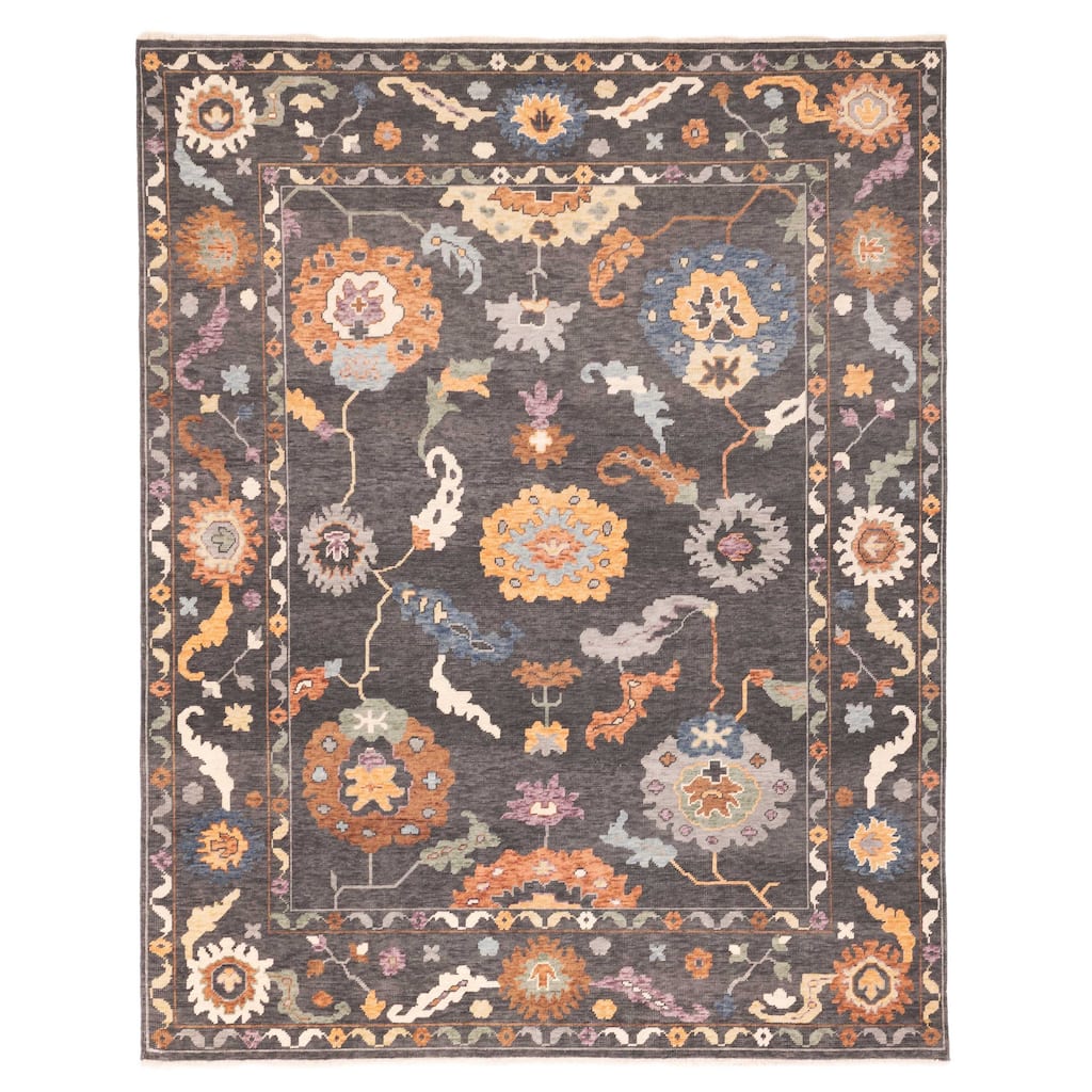 ECARPETGALLERY Hand-knotted Modern Oushak Charcoal Wool Rug - 8'0 x 9'11