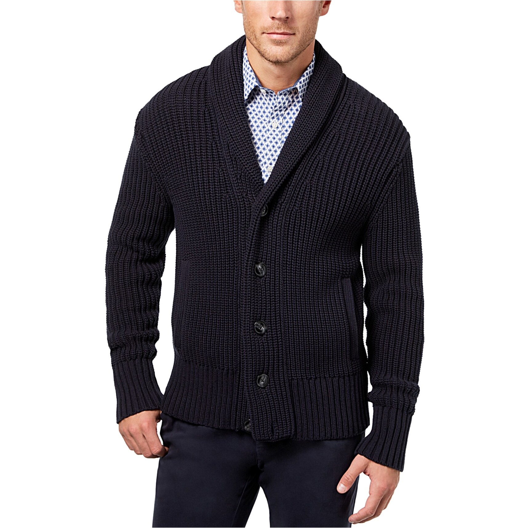 mens ribbed cardigan