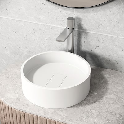 Vigo Bryant 15-1/8" Round Matte Stone Vessel Bathroom Sink