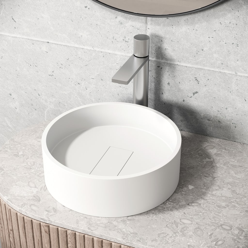 Vigo Bryant 15-1/8" Round Matte Stone Vessel Bathroom Sink