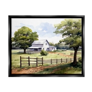 Stupell Rural Cottage Painting Framed Floater Canvas Wall Art Design by ...
