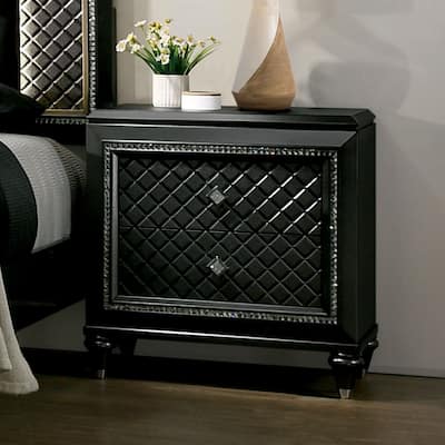 Bejo Glam Grey Wood Diamond Mirror Trim 2-Drawer Nightstand by Furniture of America