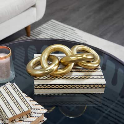 Stylish Aluminum Metal Chain Sculpture - Gold, Black, Silver