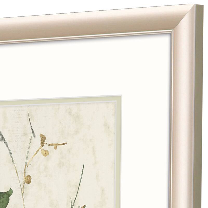 HomeRoots Set Of Two Golden Green Branches Gold Framed Wall Art