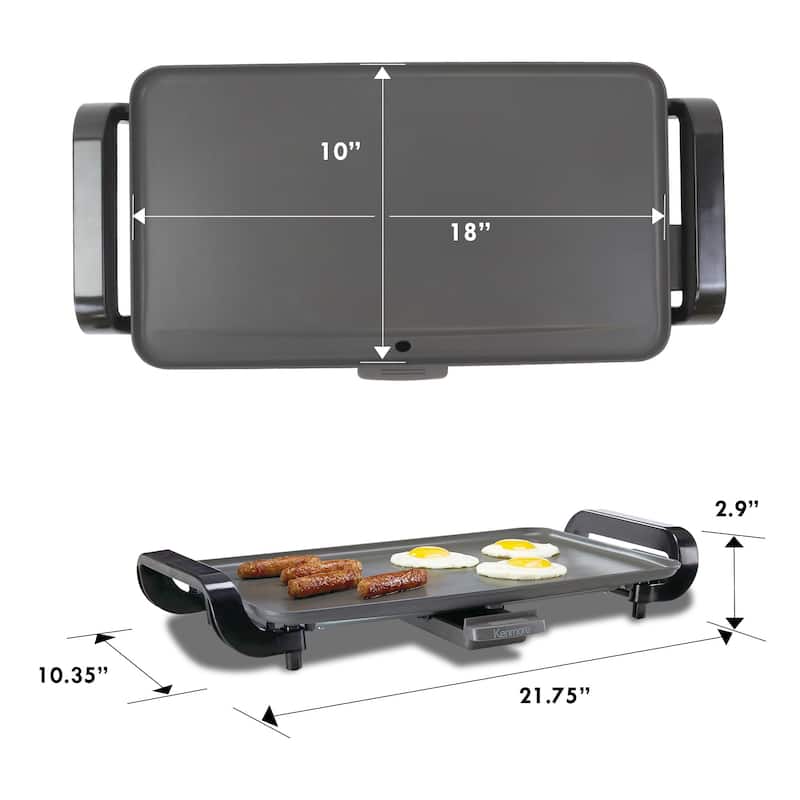Kenmore Non-Stick Electric Griddle with Removable Drip Tray, 10"x18"
