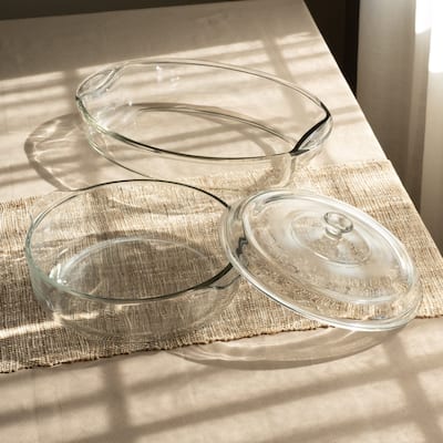 Libbey Baker's Basics 2-Piece Glass Casserole Baking Dish Set with 1 Glass Cover