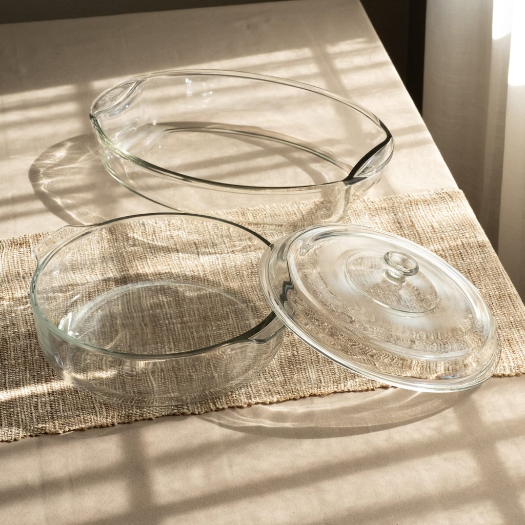 Libbey Baker's Basics 2-Piece Glass Casserole Baking Dish Set with 1 Glass Cover