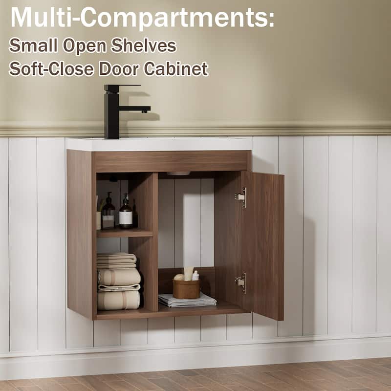 Single-Door Wall Cabinet with Integrated Basin