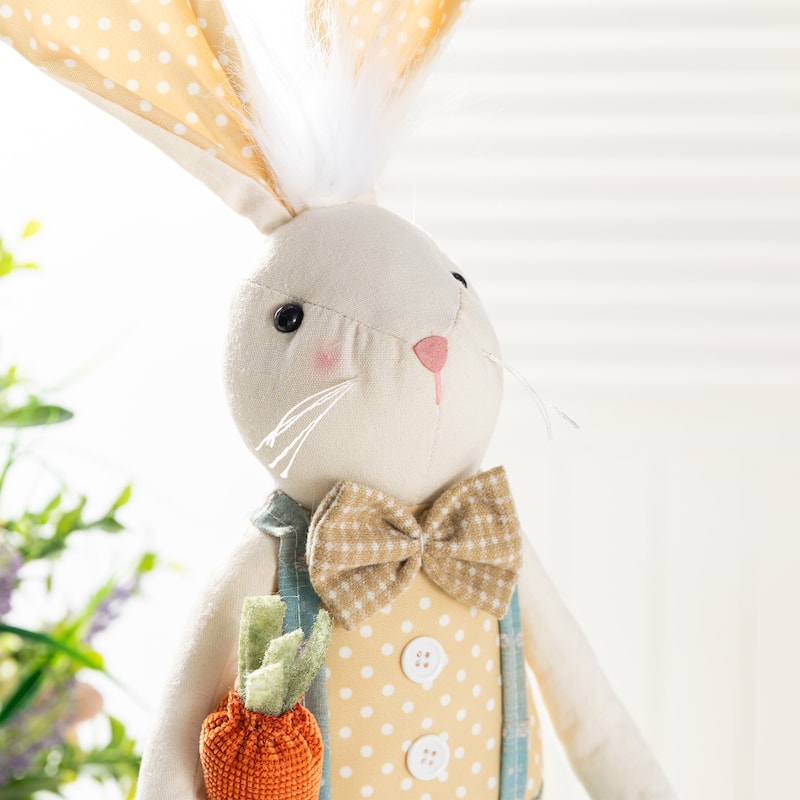 Glitzhome Easter Fabric Girl Boy Bunny Duck Shelf Sitters or Standing Figurines Decor