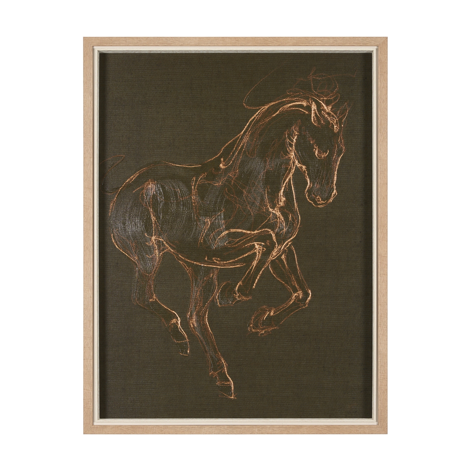 Horse III Olive by Mercana Studio a Hand Embellished Textured Framed Art Print