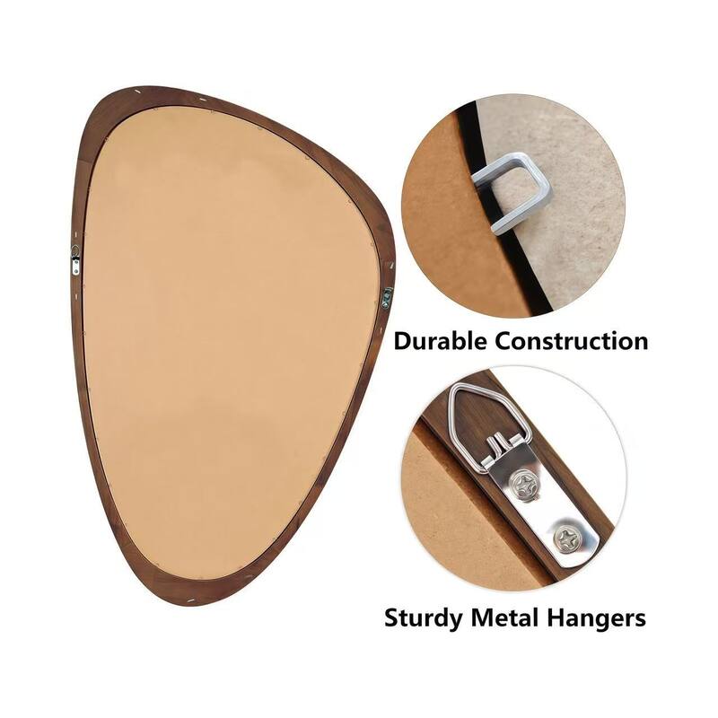 24"x36" Irregular Solid Wood Frame Decorative Mirror,For Bedroom, Bathroom, Living Room, Entryway