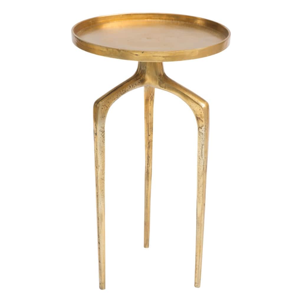 2-Piece Round Nesting End Tables Gold Distressed Metal Side Tables for Modern Living Spaces - 13.3”L x 13.3”W x 23.3”H