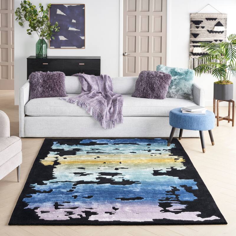 Nourison Prismatic Modern Abstract Sunset Shimmer Area Rug - 3'9" x 5'9" - Black/Multi - Rectangle