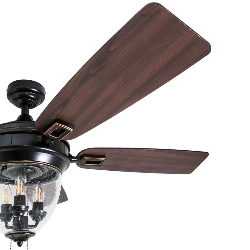 52" Honeywell Glencrest Espresso Indoor/Outdoor LED Ceiling Fan with Light, Pull Chain, ETL Damp Rated