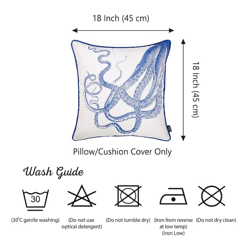 Octopus and Anchor Throw Pillow Covers (Set of 2)