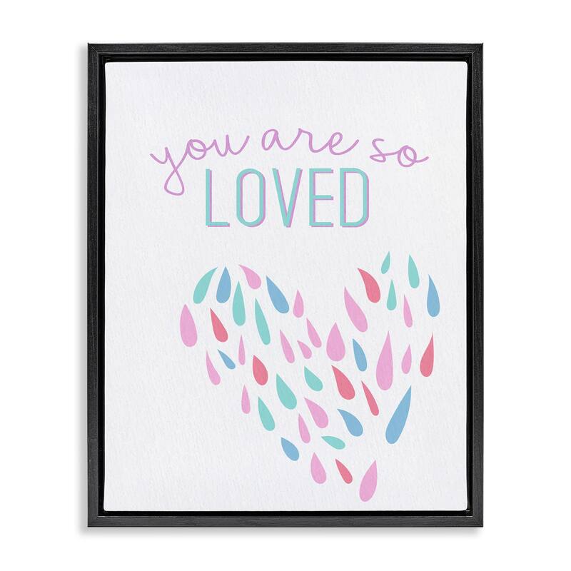Stupell So Loved Abstract Heart Framed Floater Canvas Wall Art Design By Kim Allen - 25 x 31 - Black