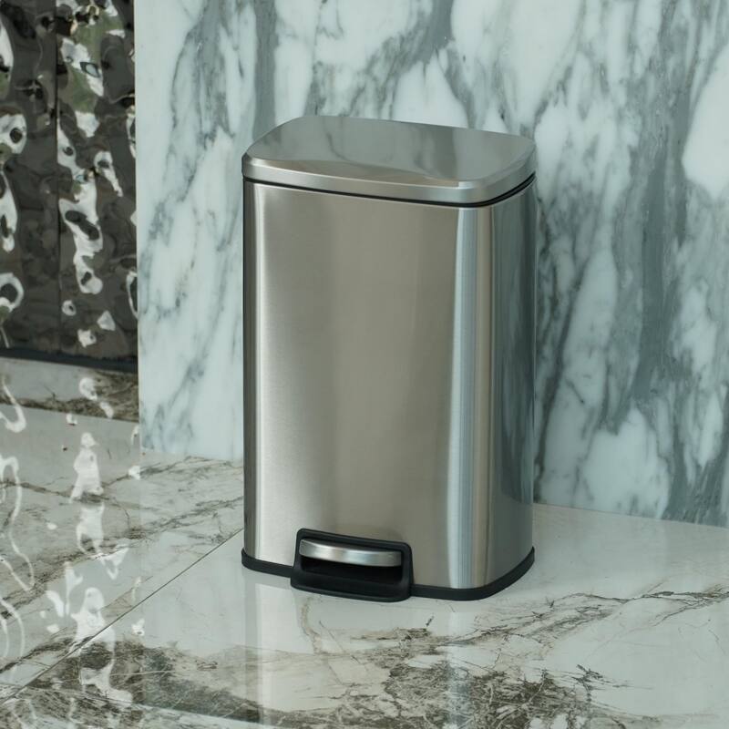 Innovaze 1.3 Gal./5 Liter Rectangular Stainless Steel Step-on Trash Can for Bathroom and Office