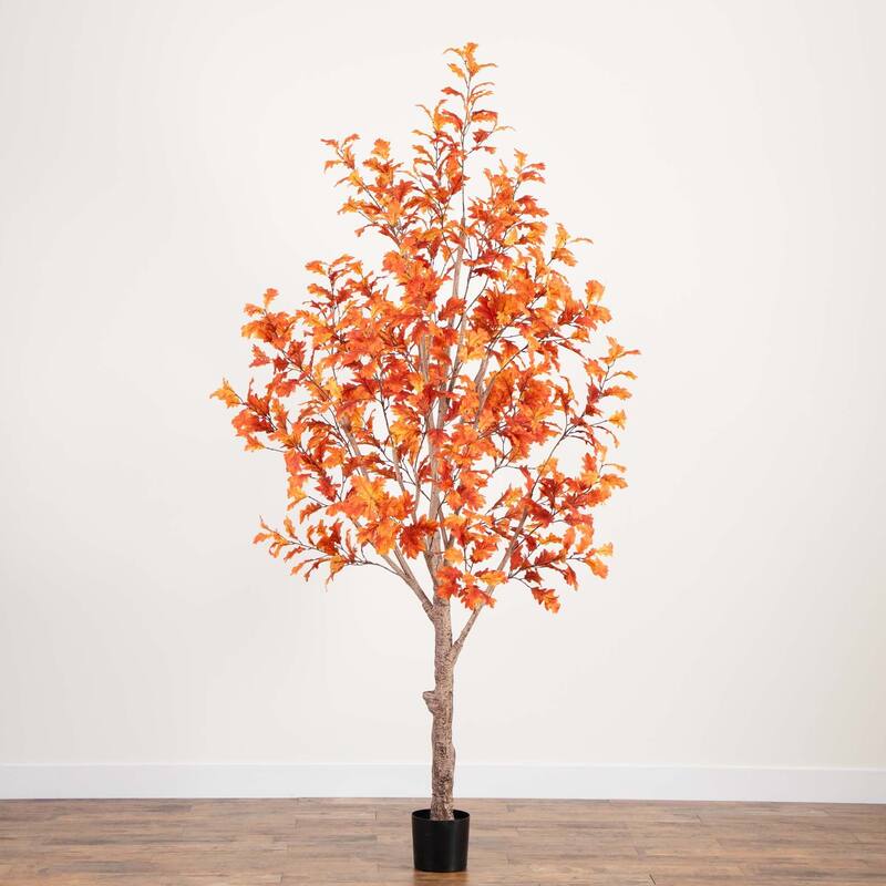 Potted Artificial Oak Tree - 9' - Unlit