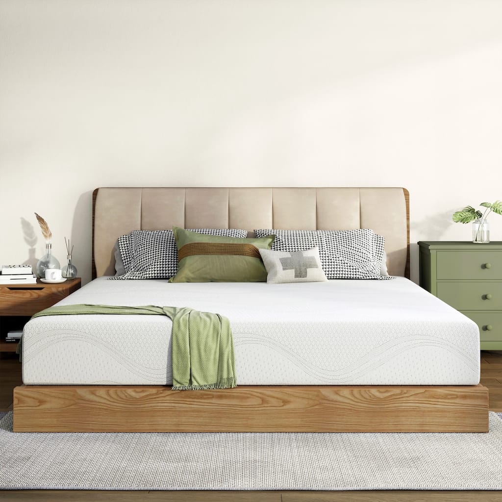 King Size Memory Foam Mattress, 10 Inch Bed Mattress, with Cooling Green Tea Gel, CertiPUR-US Certified, White