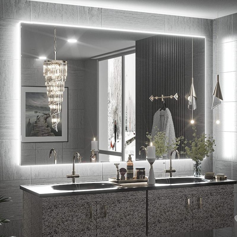 KEONJINN 3 Color LED Backlit Bathroom Vanity Wall Mirror, Anti-Fog, Dimmable