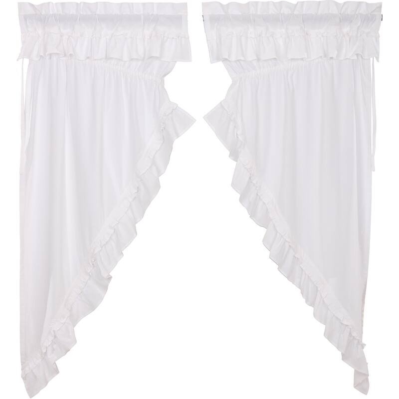 Muslin Ruffled Short Prairie Panel Set - Prairie Panel 63x36 - Prairie Panel 63x36
