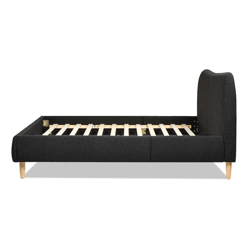 Roman Boucle Sherpa Curved Headboard Modern Platform Bed