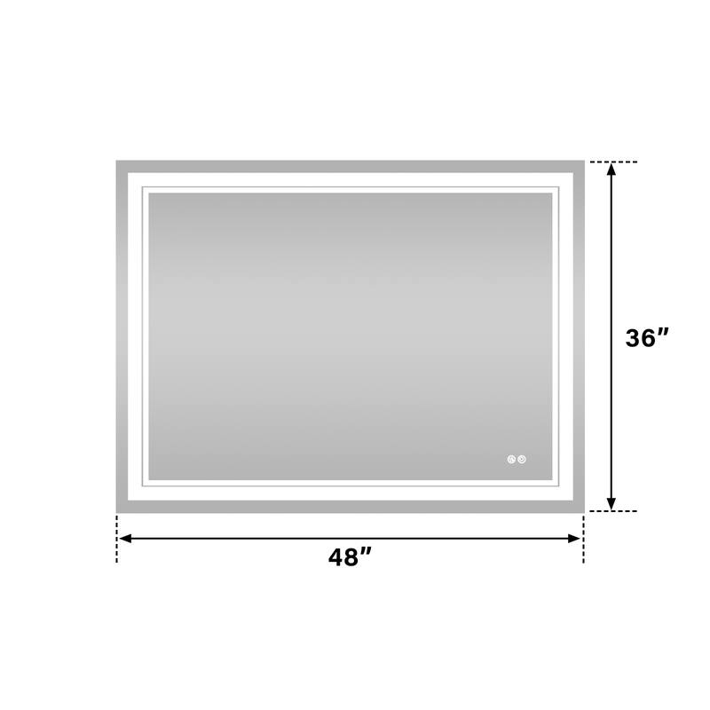 Retangular Wall Mounted LED Bathroom Mirror With Touch Switch Memory Mirror Anti-Fog (Horizontal/Vertical)