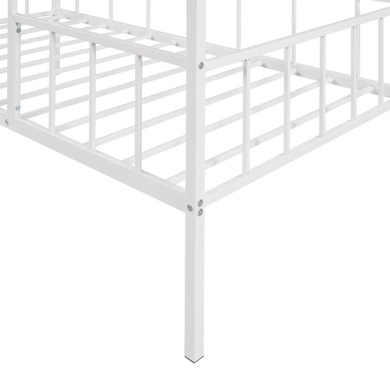 Metal House Bed Frame with Slatted Support No Box Spring Needed