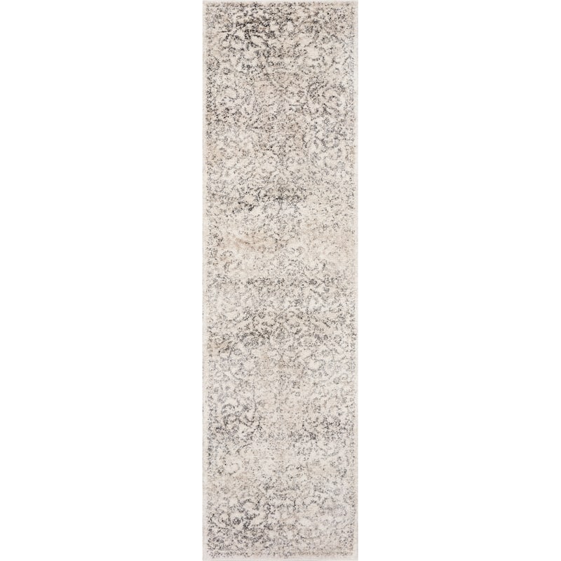 Domani Portland Classic Ivory Scroll Area Rug - 2'2" x 7'6" Runner - Ivory