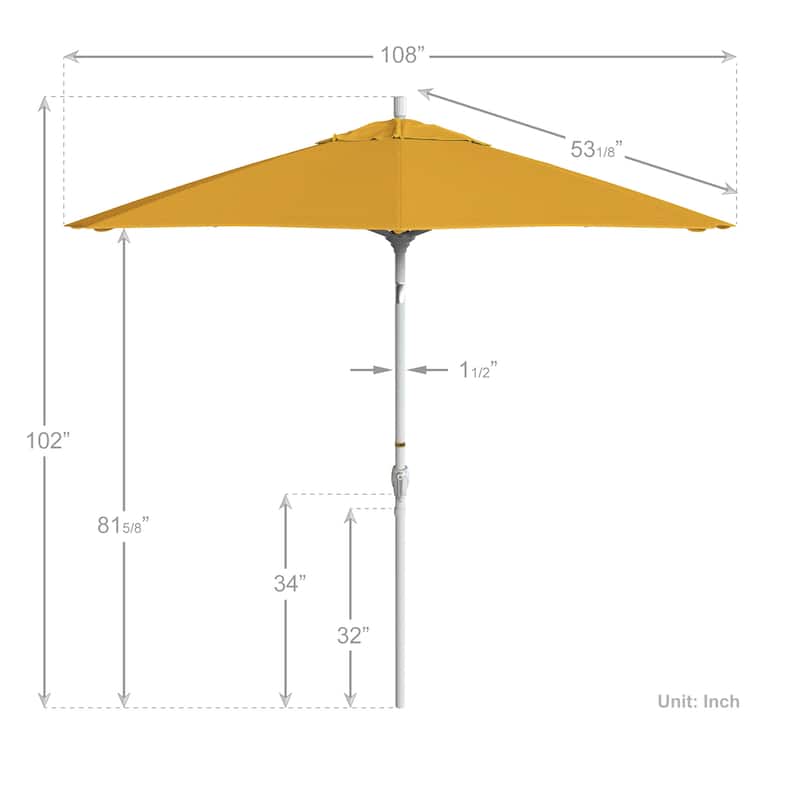 California Umbrella 9' Round Crank Lift Push Button Tilt White Aluminum Patio Umbrella with Pacifica Pacific Blue Fabric