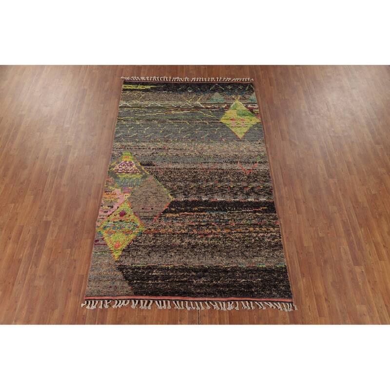 Plush Moroccan Style Area Rug Handmade Oriental Wool Carpet - 5'9" x 9'7"