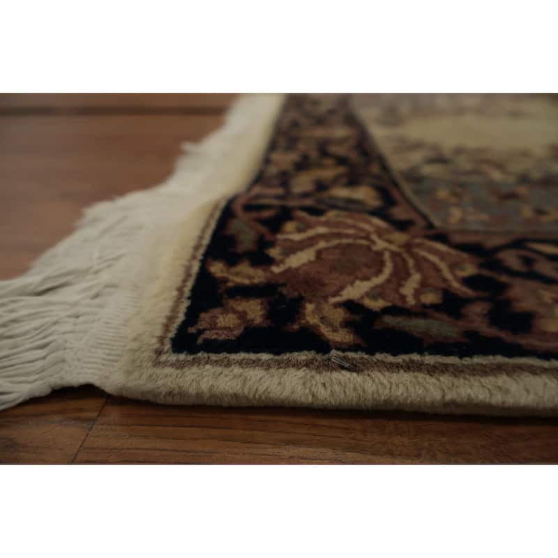 Hand Knotted Oriental 100% Wool Carpet Traditional Floral Beige & Ivories Peshawar Runner Rug - 8' 0'' X 2' 7''