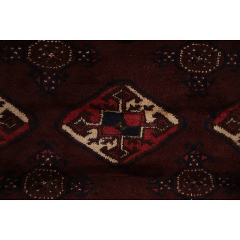 Hand Knotted Oriental 100% Wool Carpet Traditional All-Over Red Turkoman Area Rug - 11' 5'' X 7' 3''