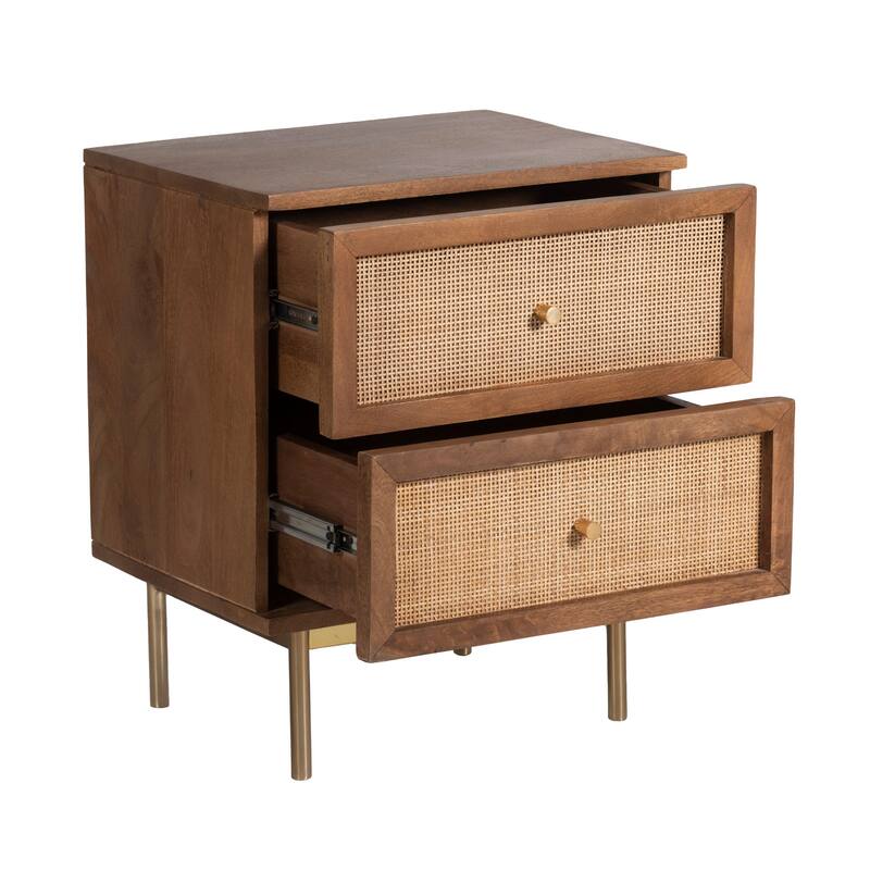 Curtis Solid Wood Two-Drawer Nightstand
