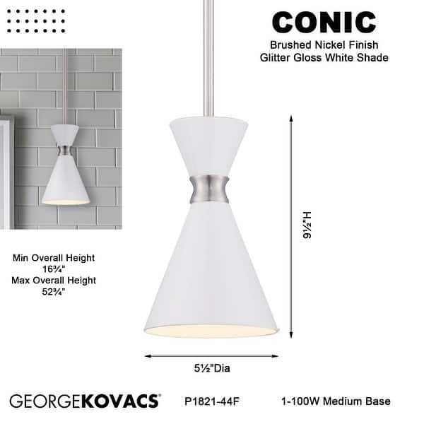 Kovacs Conic 5-1/2" Wide Single Light Mini Pendant with Glitter Gloss
