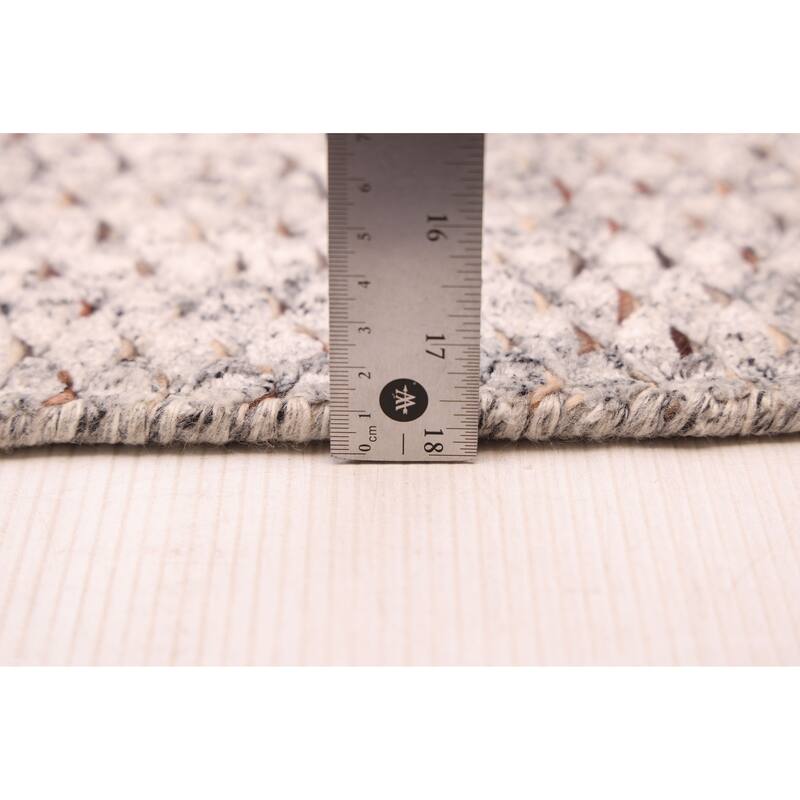 ECARPETGALLERY Braided Weave Loreto Light Grey Wool Rug - 4'1 x 5'11