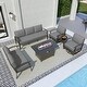 preview thumbnail 35 of 145, Aluminum Patio Outdoor Sectional Sofa Set with Fire Pit, Swivel Rocking Chairs and Ottomans