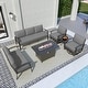 preview thumbnail 2 of 144, Aluminum Patio Outdoor Sectional Sofa Set with Fire Pit, Swivel Rocking Chairs and Ottomans
