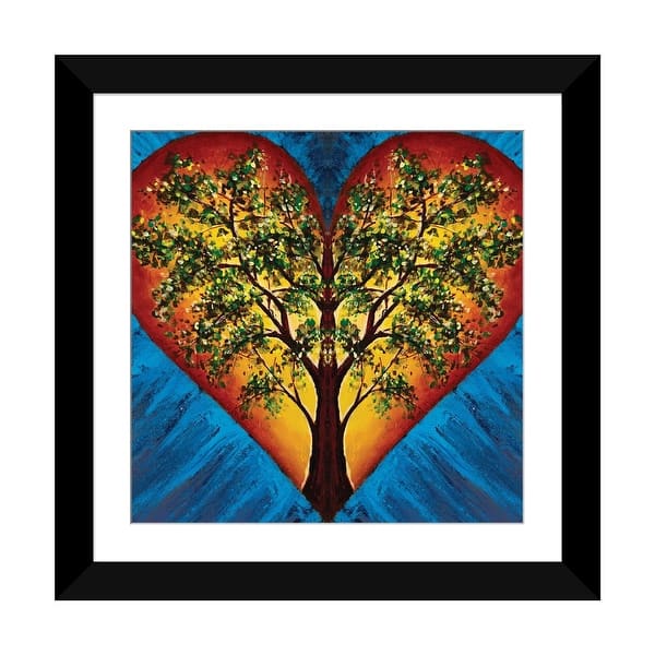 slide 2 of 20, iCanvas "Heart With Blossoming Tree Of Life Inside On Blue Background" by Valery Rybakow Black - 24x24x1