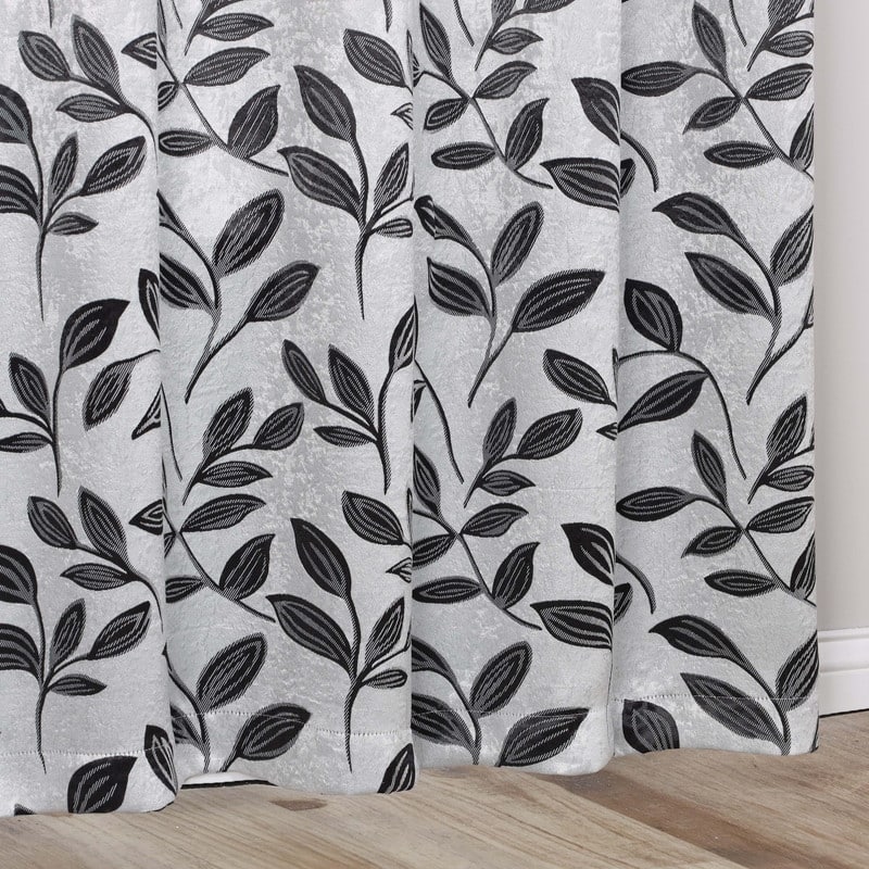 Superior Leaves Machine Washable Room Darkening Grommet With Ties Blackout Curtains, Set of 2