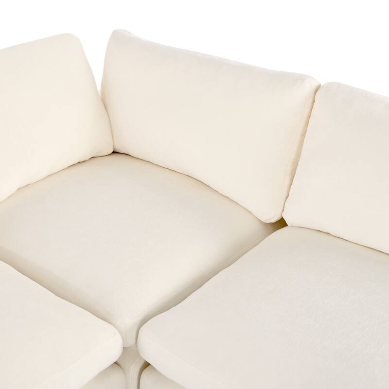 133.9" Polyester Modular Sectional Sofa U-Shaped 4-Seat with Wireless Charging, Bluetooth Speakers and USB Ports