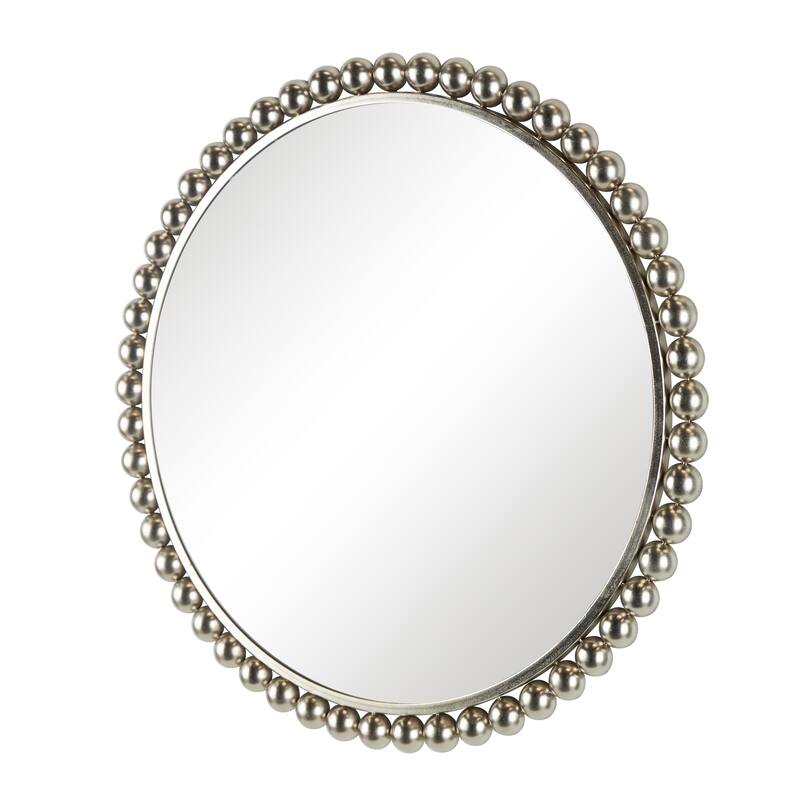 Metal Wall Mirror with Bead Detailing - Gold or Silver - CosmoLiving by Cosmopolitan
