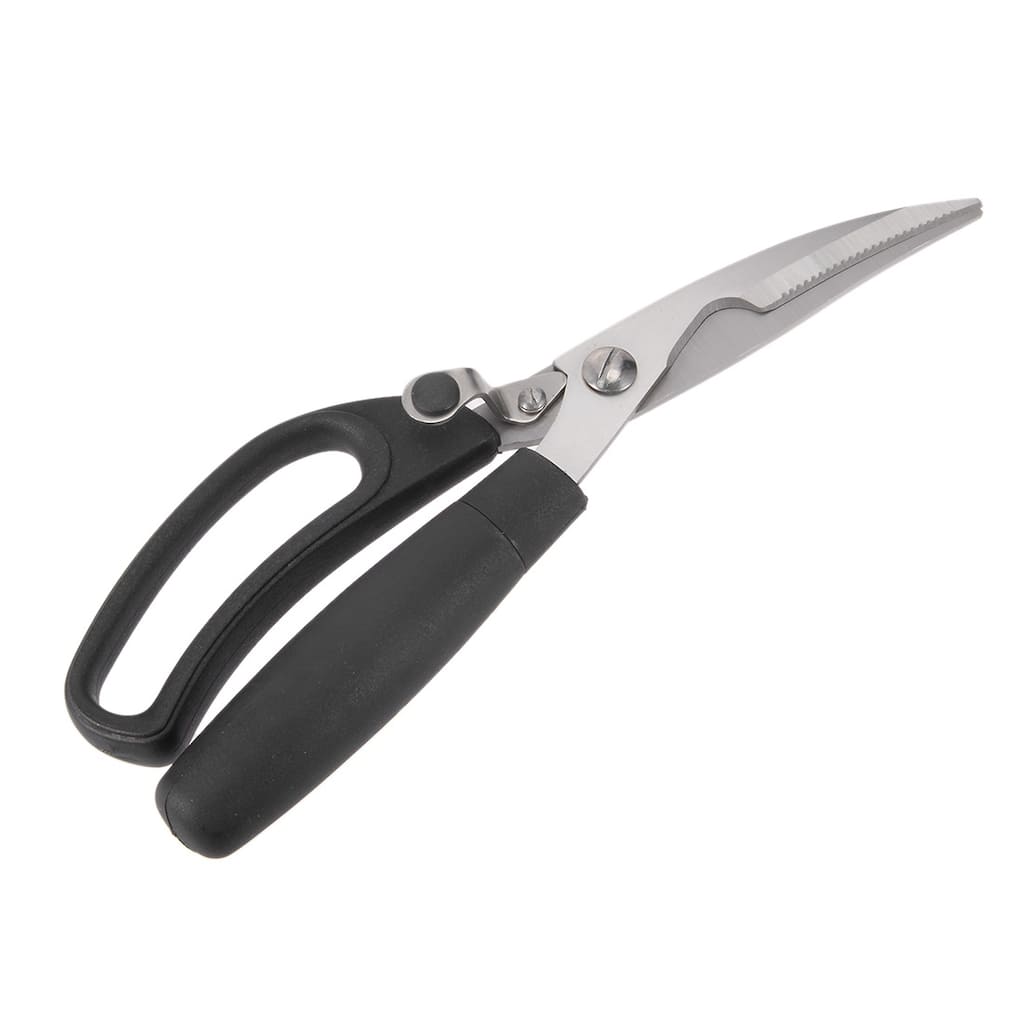 9 Inch Kitchen Scissor, Spring-Loaded Shear for Chicken Poultry Fish Meat BBQ - Black, Silver Tone - 9 Inch, Kitchen Scissor