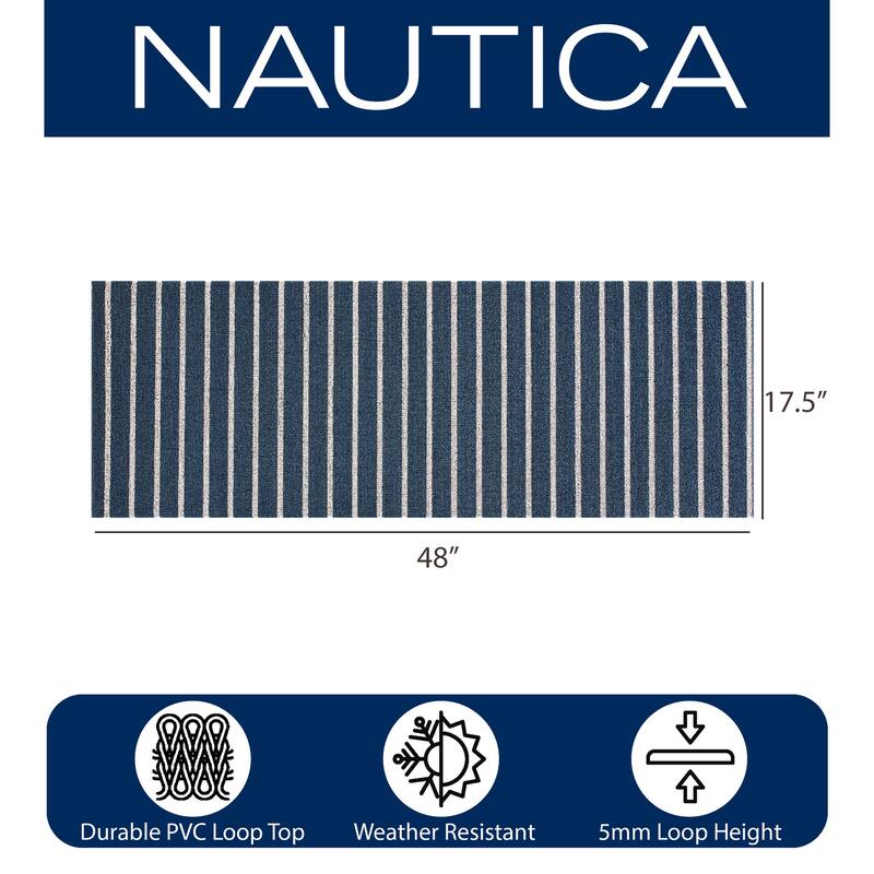 Nautica PVC Loop Utility Indoor/Outdoor Striped Mat